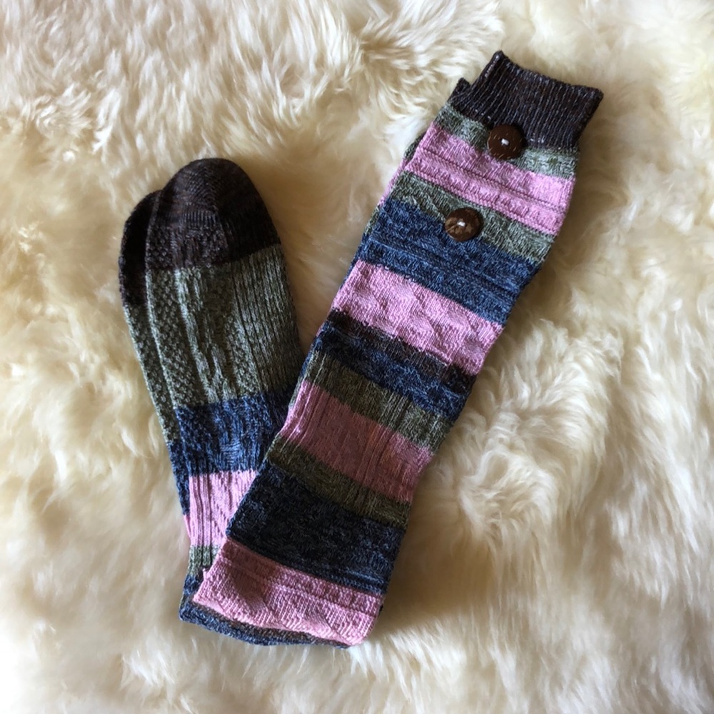 Tall boot socks with side button detail